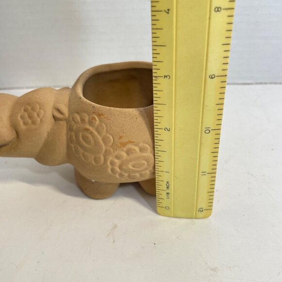 Vintage Ceramic Hippy Hippo Planter with Floral Embossed Design - Picture 13 of 13